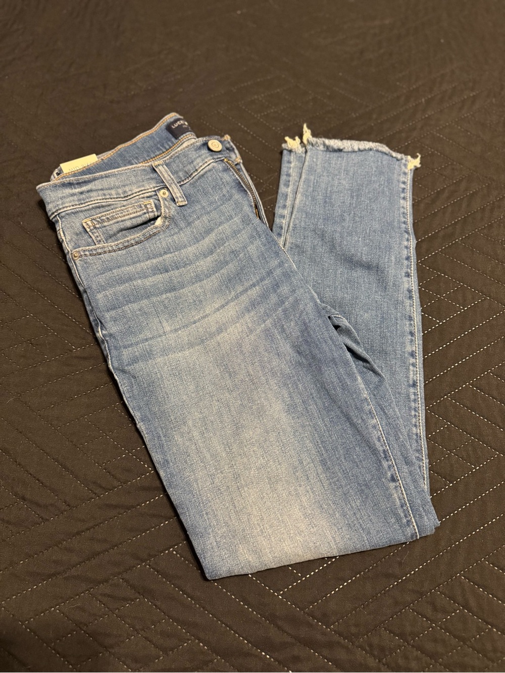 Lucky Brand Mid Wash Skinny Jeans with Raw Hem